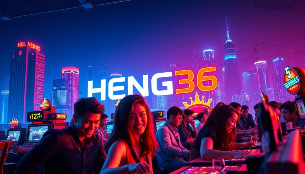 A sleek and modern online gaming and betting platform, HENG36 stands out with its vibrant and intuitive user interface. Set against a backdrop of a futuristic city skyline, the platform's logo prominently displays its name, conveying a sense of strength and reliability. In the foreground, a group of players engages in various games, their expressions animated and engaged, reflecting the platform's thrilling and immersive experience. The lighting is a cool, neon-infused palette, casting a captivating glow over the scene and creating an atmosphere of excitement and anticipation. The camera angle is positioned to capture the platform's dynamic and inviting nature, enticing users to explore the wide range of games and betting options available. A sleek and modern online gaming and betting platform, HENG36 stands out with its vibrant and intuitive user interface. Set against a backdrop of a futuristic city skyline, the platform's logo prominently displays its name, conveying a sense of strength and reliability. In the foreground, a group of players engages in various games, their expressions animated and engaged, reflecting the platform's thrilling and immersive experience. The lighting is a cool, neon-infused palette, casting a captivating glow over the scene and creating an atmosphere of excitement and anticipation. The camera angle is positioned to capture the platform's dynamic and inviting nature, enticing users to explore the wide range of games and betting options available.